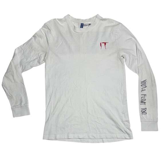 H&M X IT Movie Pennywise Movie Promo‎ White X-Small Long-Sleeve T-Shirt - Picture 1 of 9